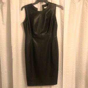 Calvin Klein black leather dress midlength